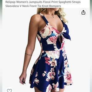 Relipop V Neck Front Tie Knot Rompers